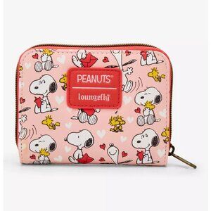 Loungefly Peanuts Snoopy Wallet Woodstock Valentines Zip Around Authentic New